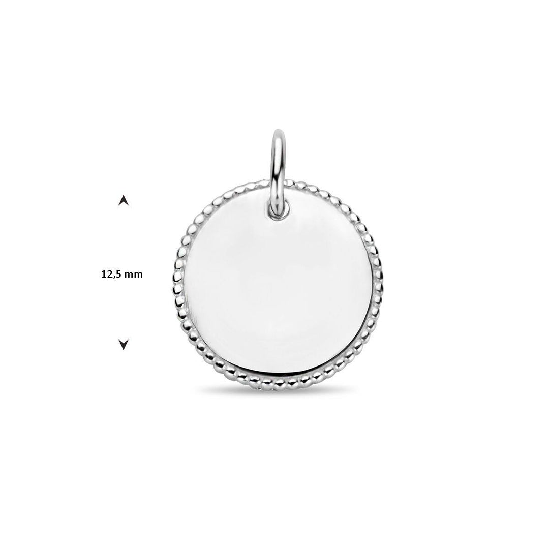 Gerhodineerd 925 zilveren graveerhanger. De dikte van de graveerplaat is ongeveer 0.4mm.