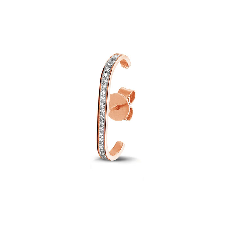Onze enkele Earcuff in 18K roségoud heeft 22 diamanten, met een totaal van 0.11 caraat. *Wordt per stuk verkocht