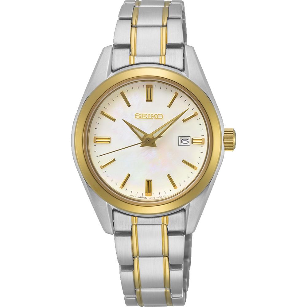 Seiko SUR636P1 bicolor dameshorloge met parelmoeren wijzerplaat