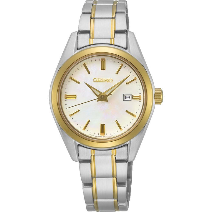 Seiko SUR636P1 bicolor dameshorloge met parelmoeren wijzerplaat