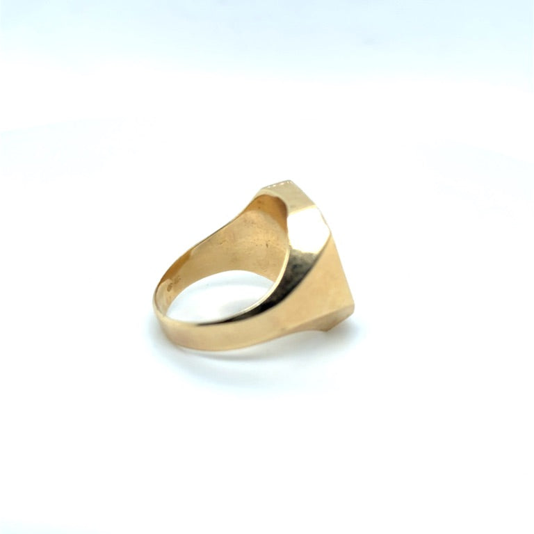 14 kt Geelgouden Achthoekige Zegelring – 18 × 15 mm