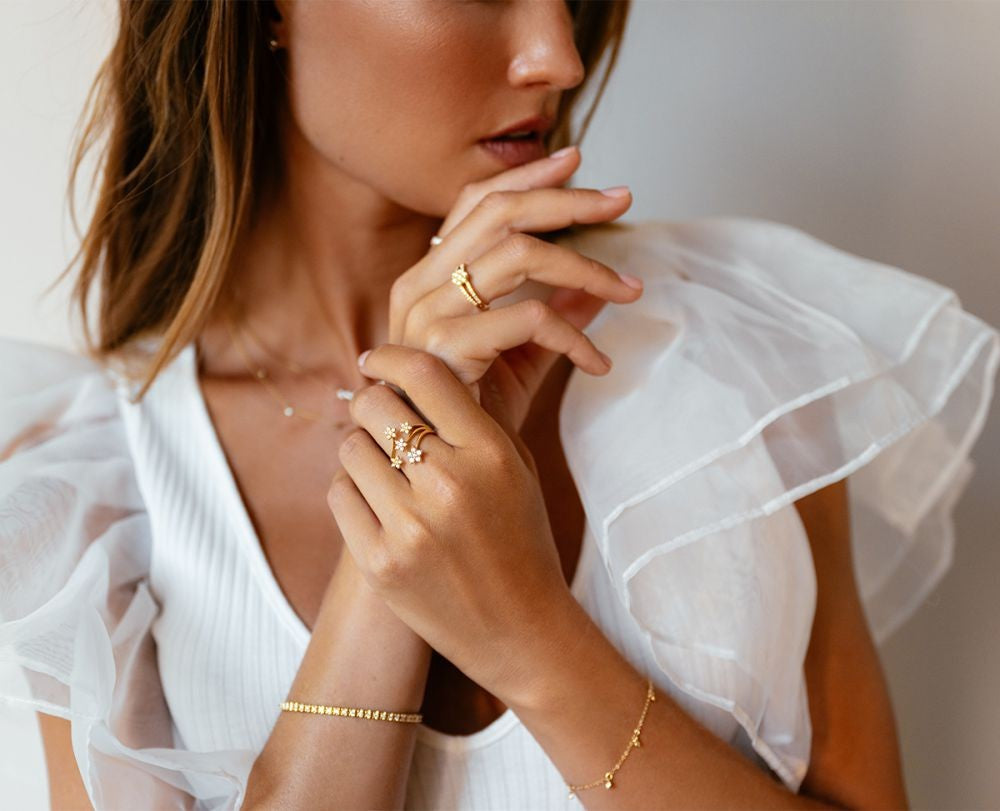 14 karaats geelgouden armband met diamant 0.21 ct