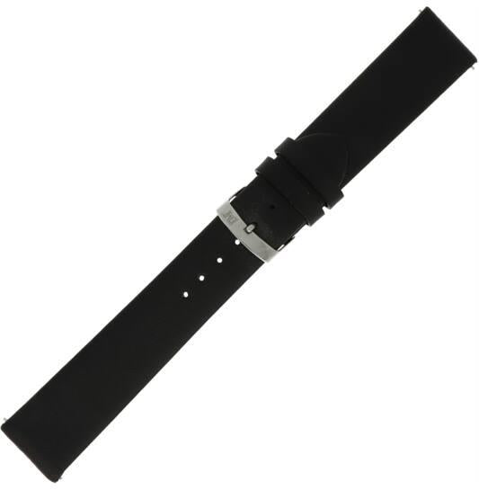Morrelato horlogeband leer glad zwart 12 mm