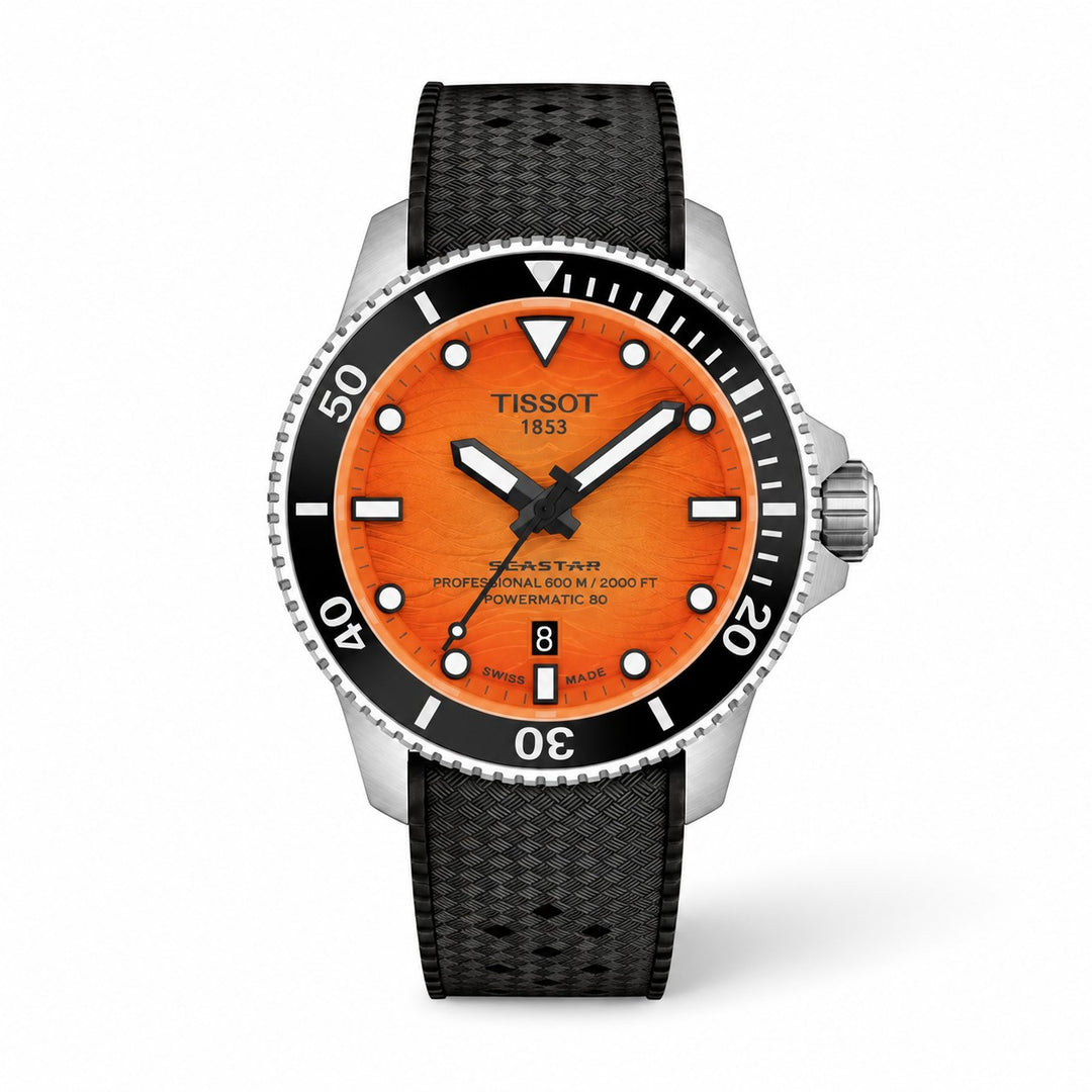 Tissot Seastar 44 mm Powermatic 80 oranje zwart – T120.907.17.281.00