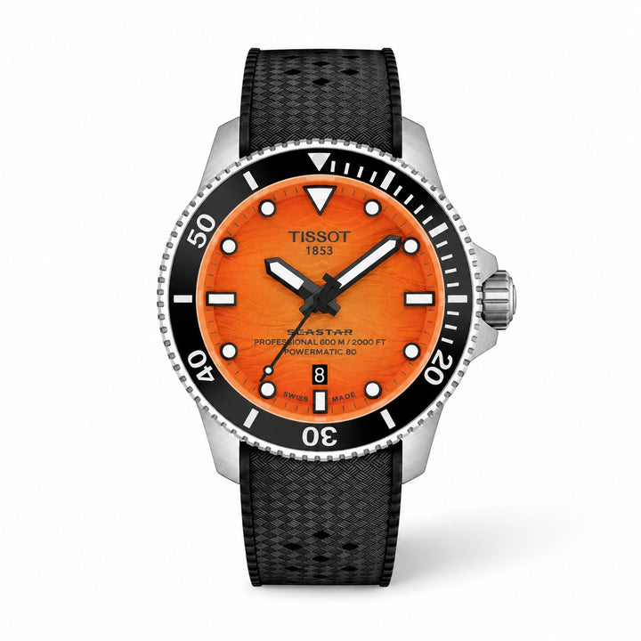 Tissot Seastar 44 mm Powermatic 80 oranje zwart – T120.907.17.281.00