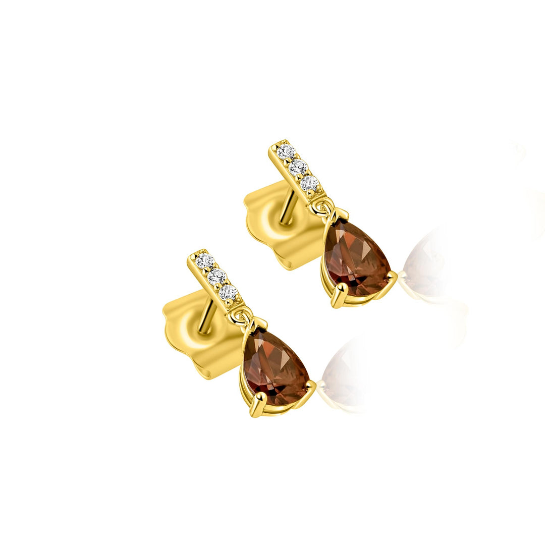 ZINZI goldplated oorstekers met bruine druppelsteen  ZIO2804