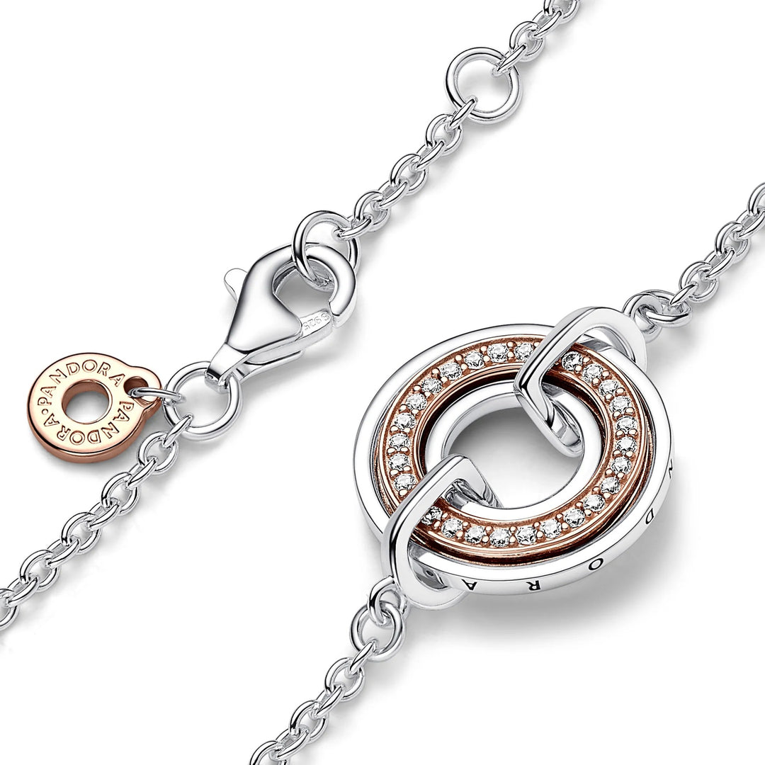 Pandora 14k rose gold-plated bracelet with clear zirkonia 582741C01-20