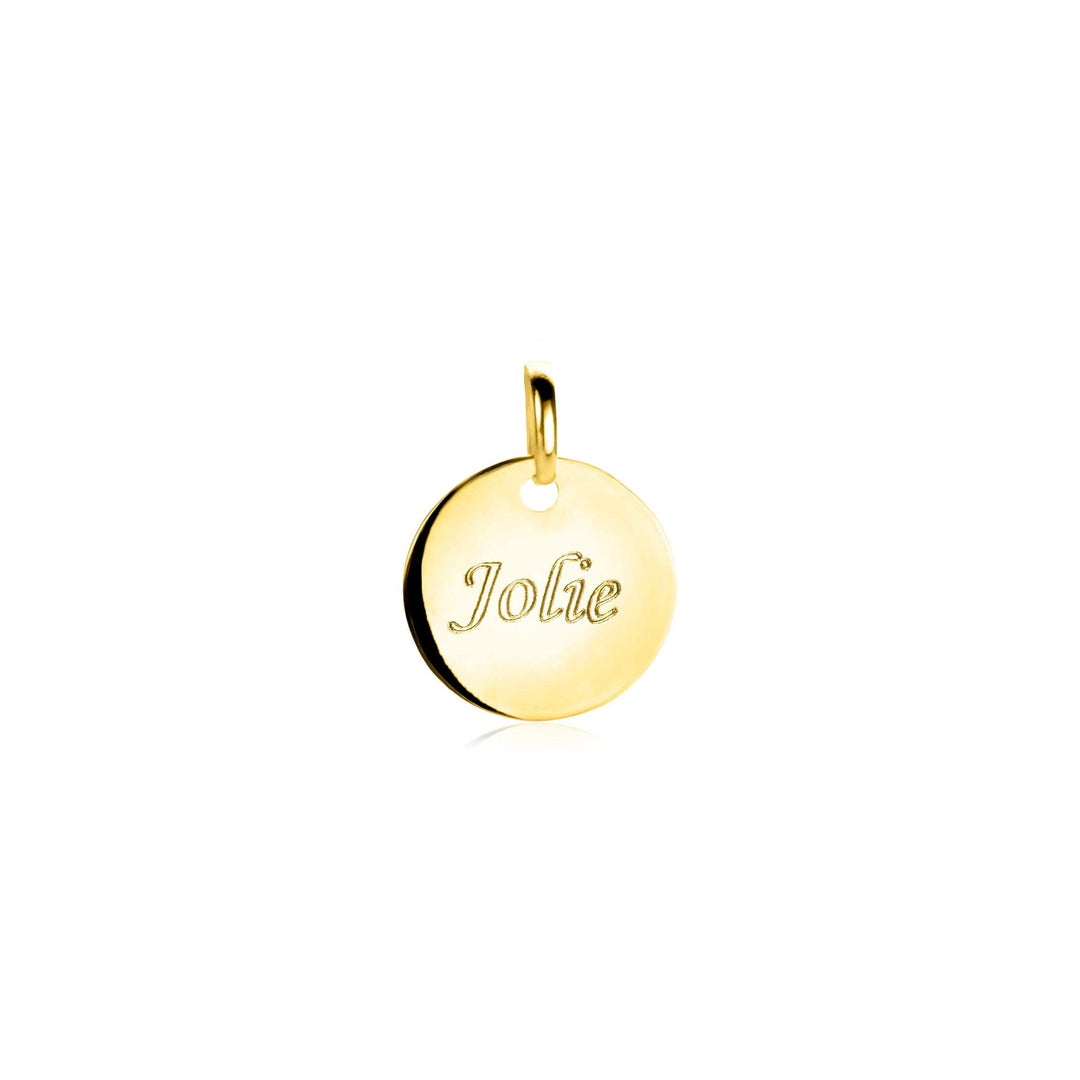 ZINZI Gold 14 Karaat Gouden Graveerhanger Rond 12 mm  ZGH397