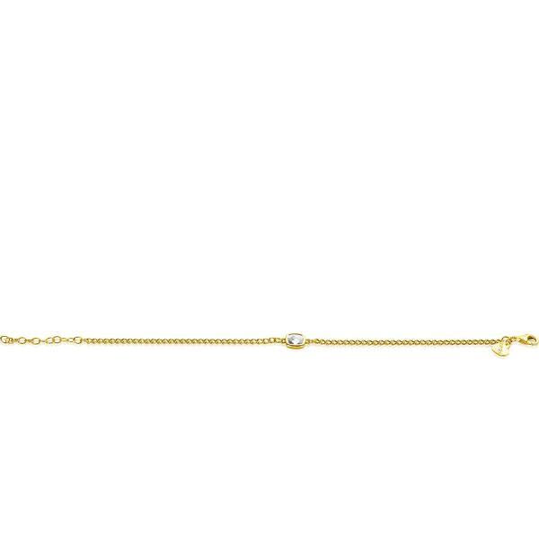 ZINZI gold plated zilveren gourmet armband met vierkante zetting bezet met witte zirconia 16-19cm ZIA2417Y