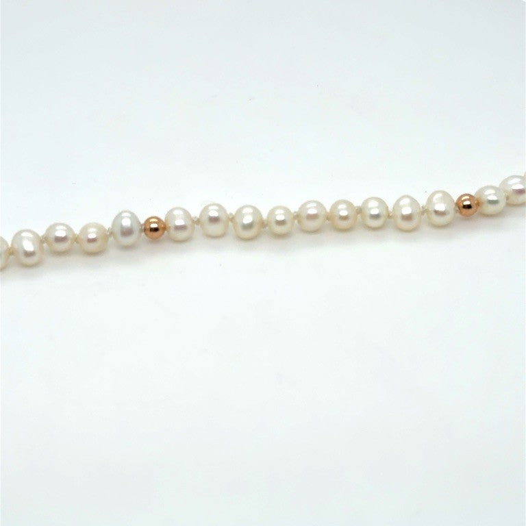 Zoetwater Parelarmband met 14 Karaat Roségouden Beads – 18 cm