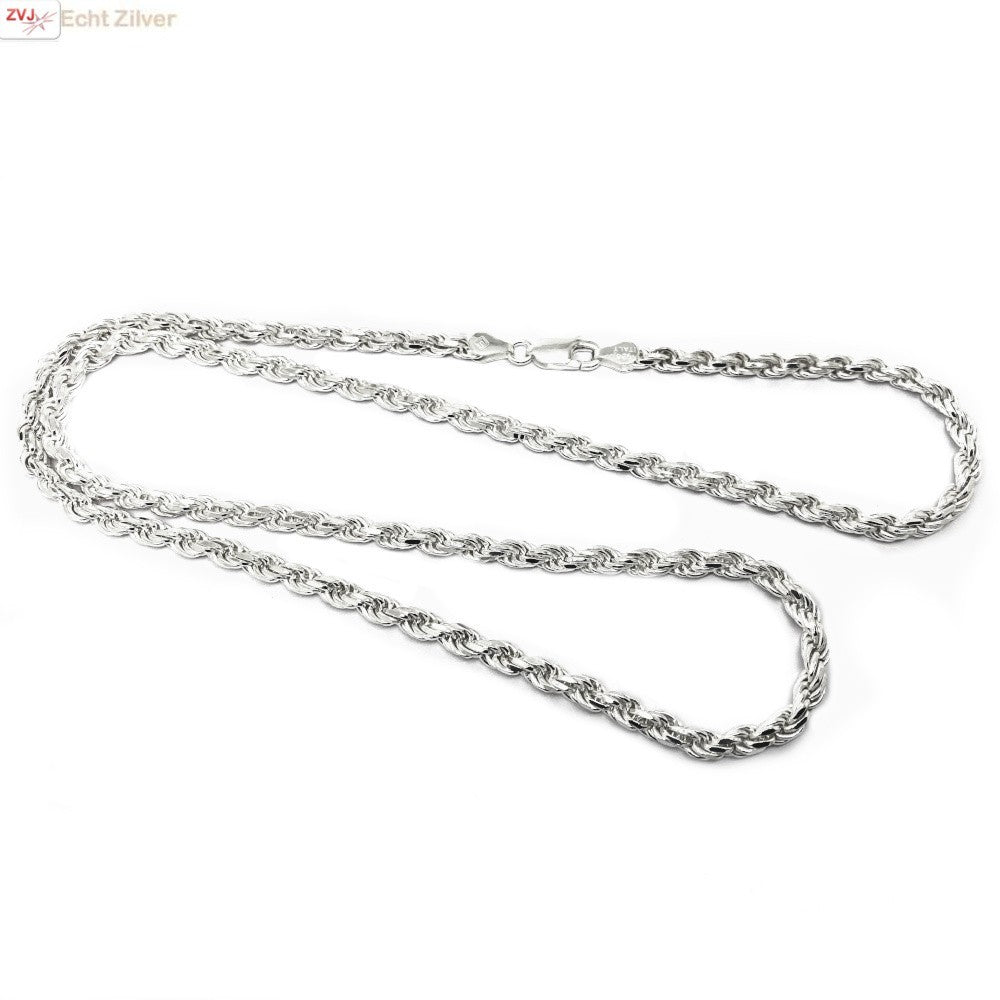 Zilveren Massief Koord Collier 4 mm – 50 cm