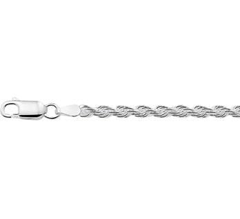 Zilveren Gerhodineerde Armband – Koordschakel – 1,9 mm – 18 cm