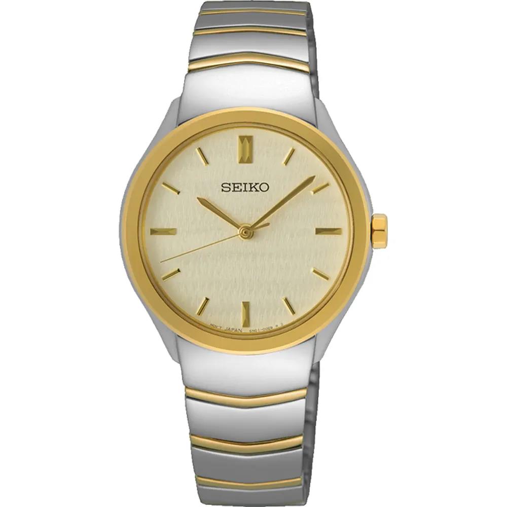 Seiko SUR550P1 dameshorloge bicolor met champagne wijzerplaat