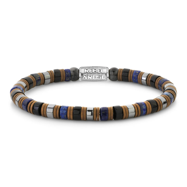 Rebel &amp; Rose – Slices Mixed Blue 6 mm Armband RR-60149-S-M
