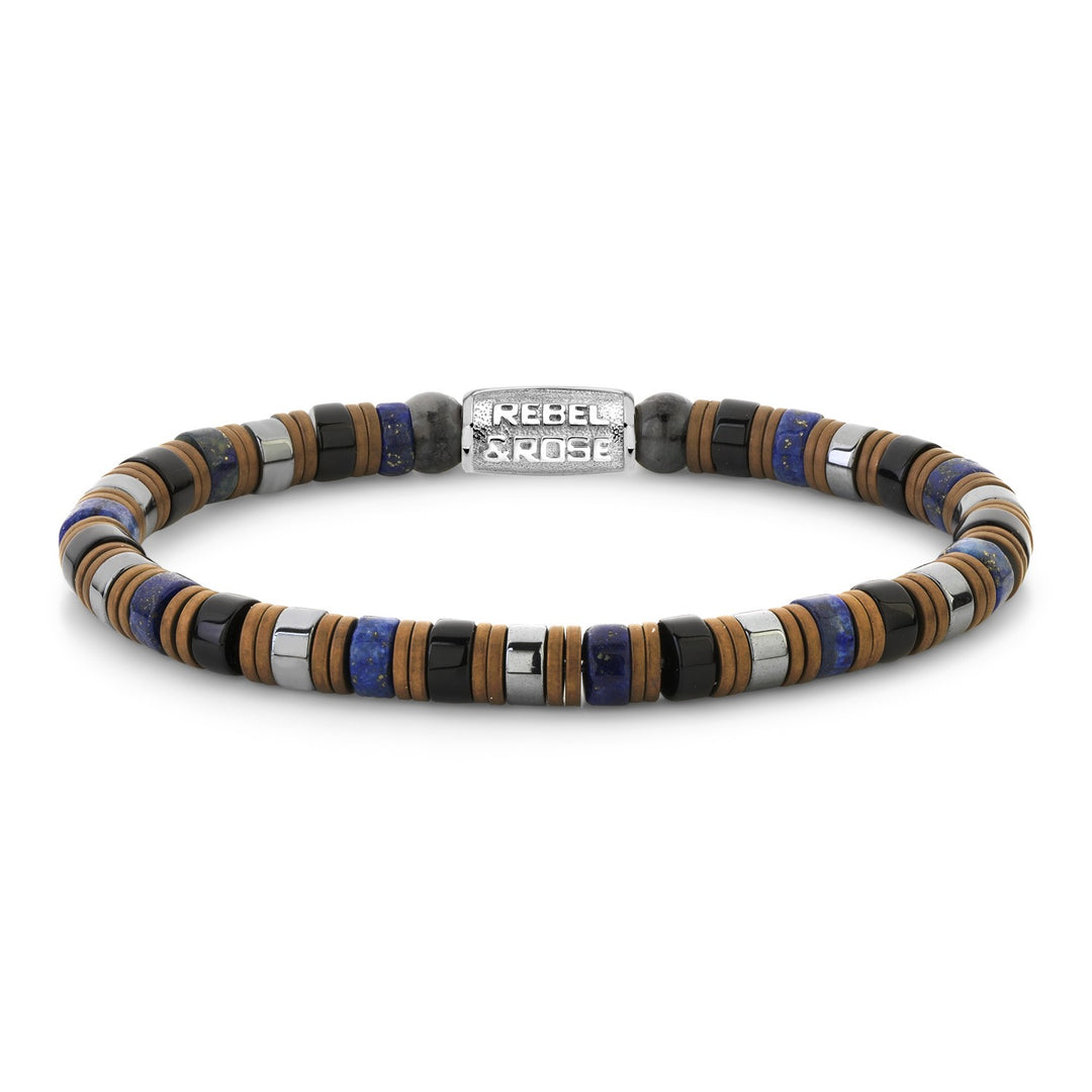 Rebel &amp; Rose – Slices Mixed Blue 6 mm Armband RR-60149-S-M