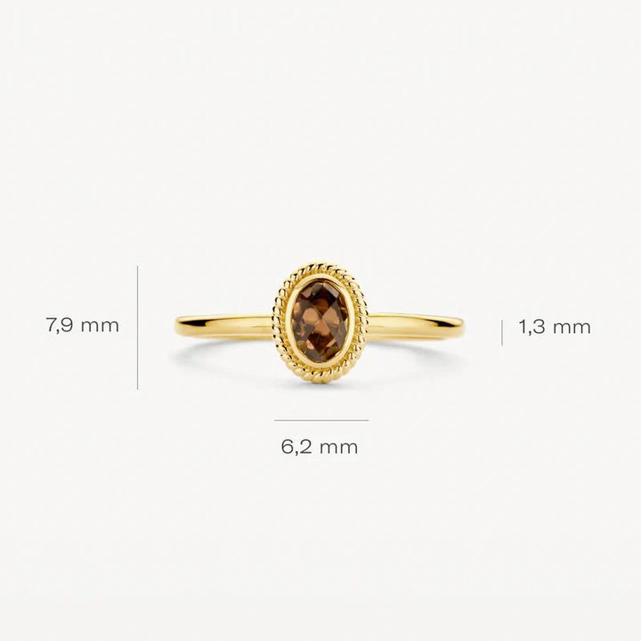 14k Geelgoud met parelmoer en pure quartz Ring 1239YBQ