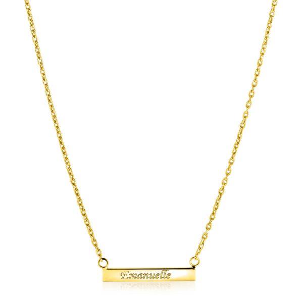 ZINZI gold plated zilveren ketting 45cm met glanzend plaatje om te graveren ZIC2344G GRAVEERBAAR