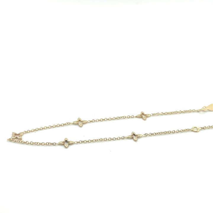 14 karaat geelgouden armband met 5 lelies 17 - 19 cm