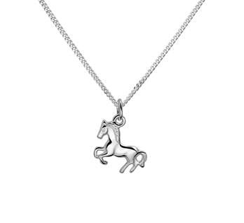 Zilveren Collier met hanger paard