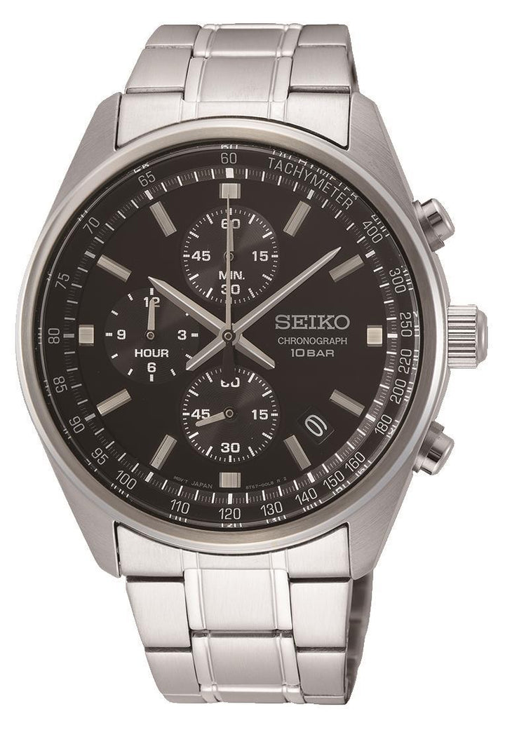 Seiko SSB379P1 chronograaf herenhorloge zwart 41,5 mm<