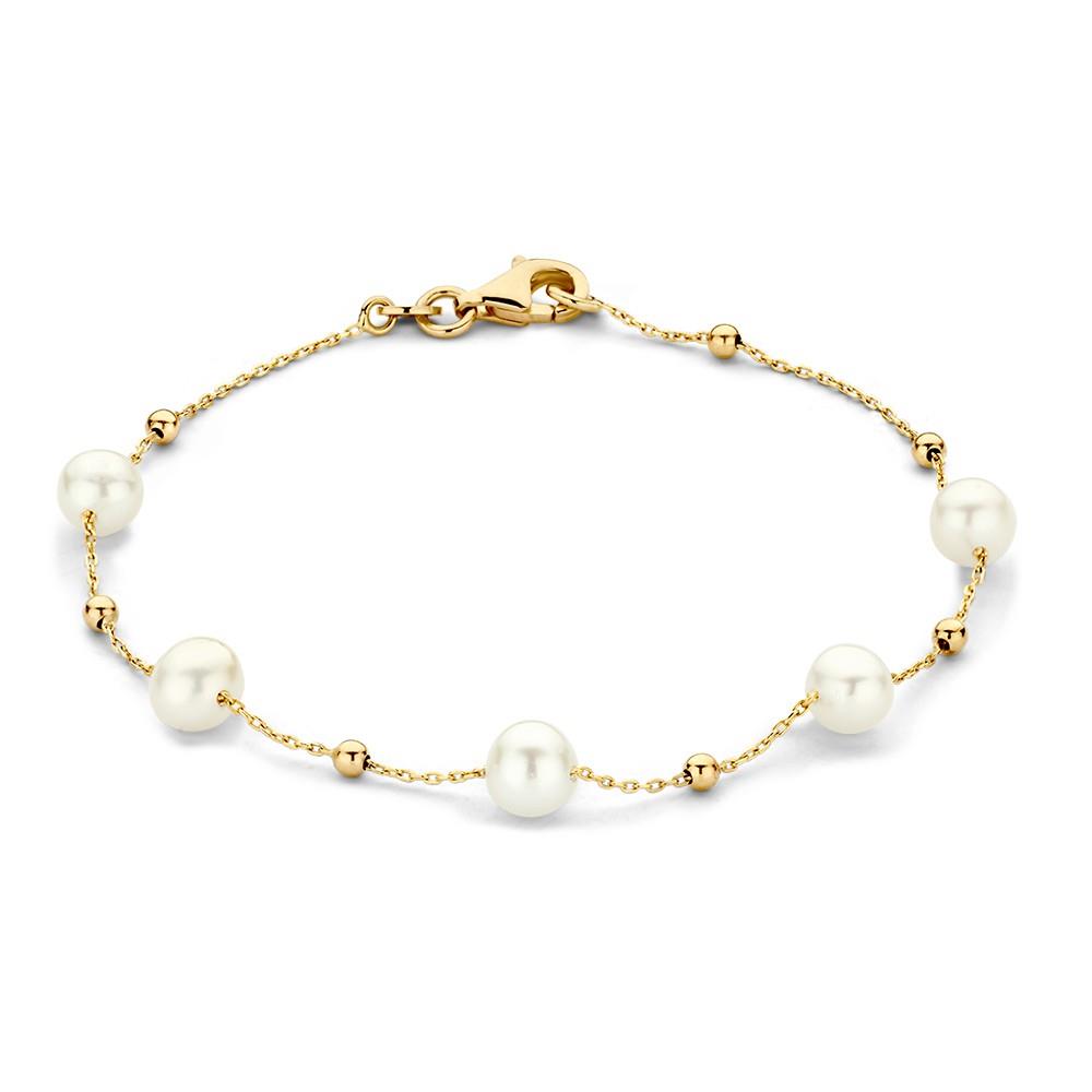 14 kt Armband geelgoud parel 19 cm 5.5 zoetwater