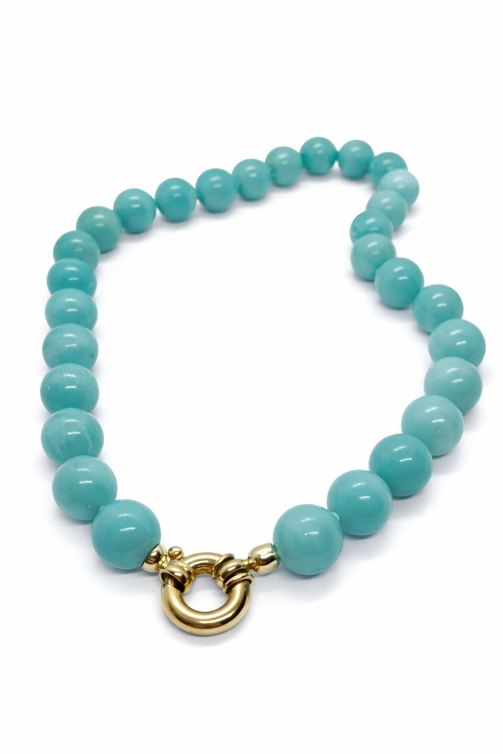 Groene Agaat collier en 14 kt gouden sluiting