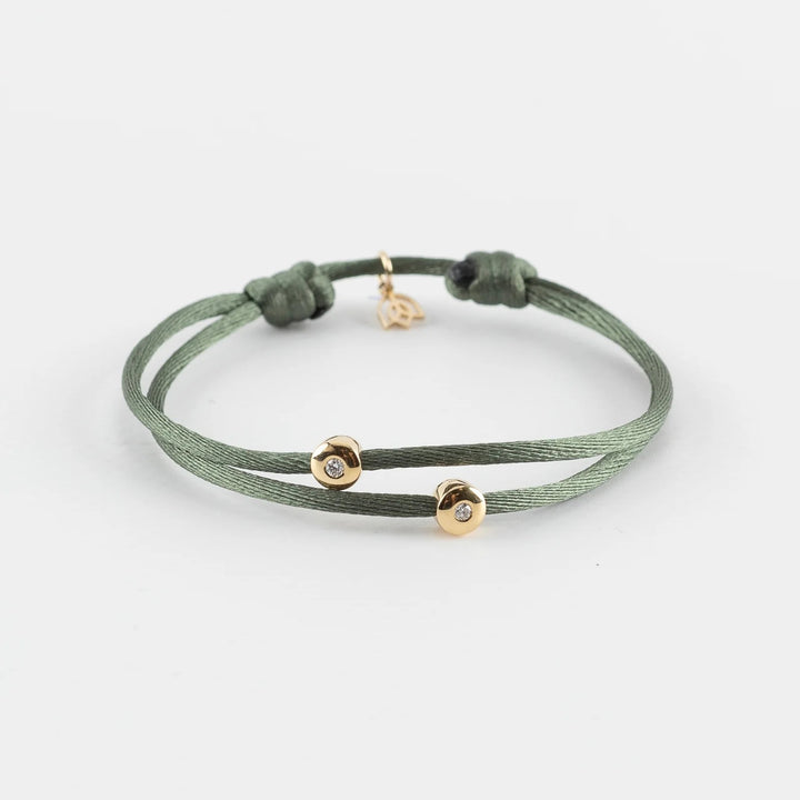 Armband18 kt satijn goud 2 diamant 0.06ct Tw/Si