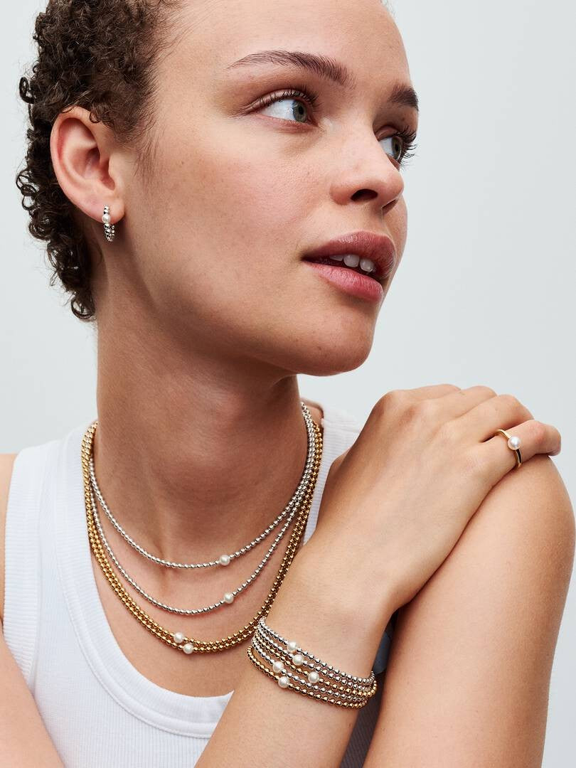 Pandora  Behandelde Gecultiveerde Zoetwaterparel en Kralen Armband 593173C01-18