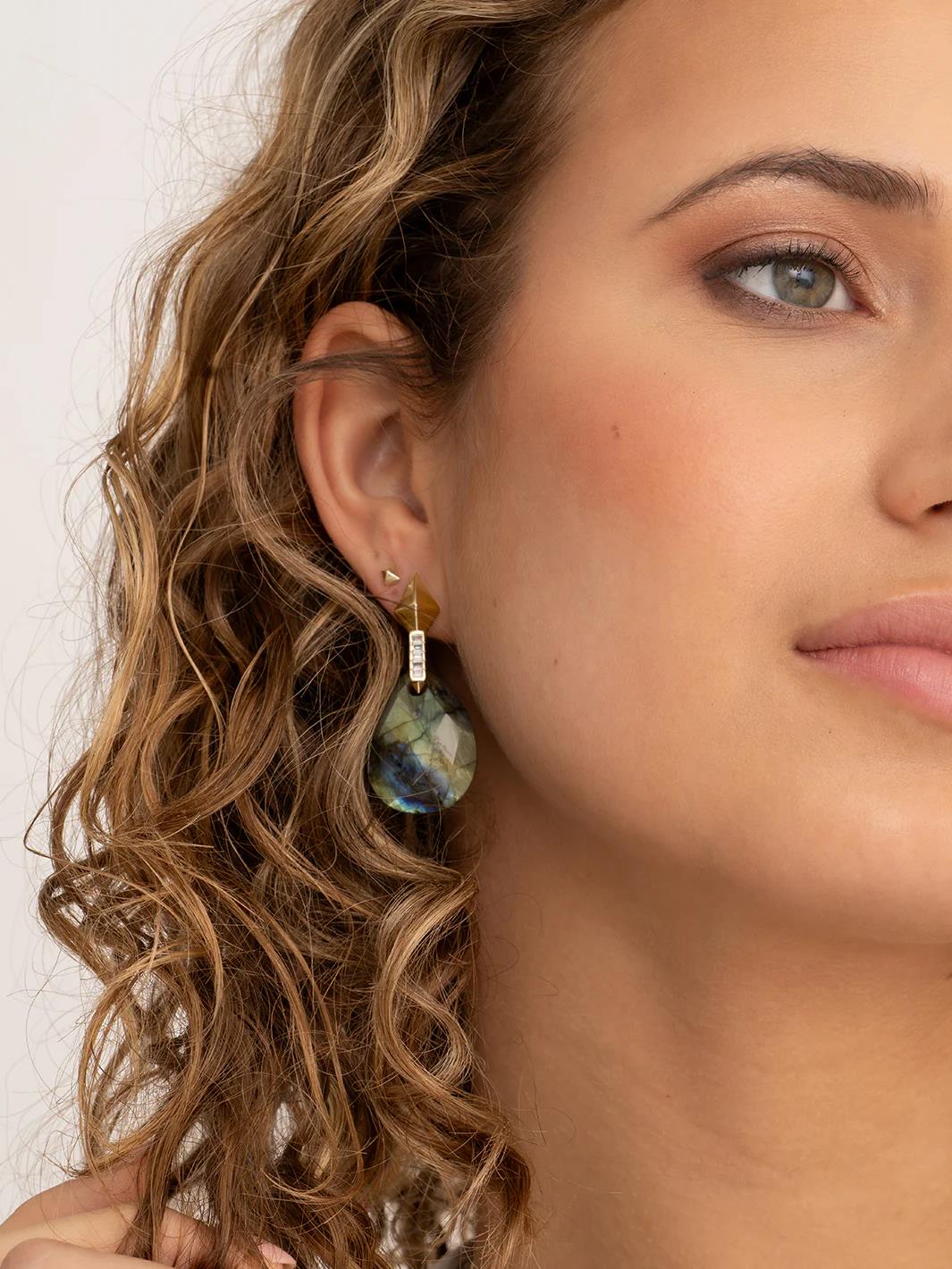 Sparkling Jewels Earstones | Afterglow Labradorite EAGEM18