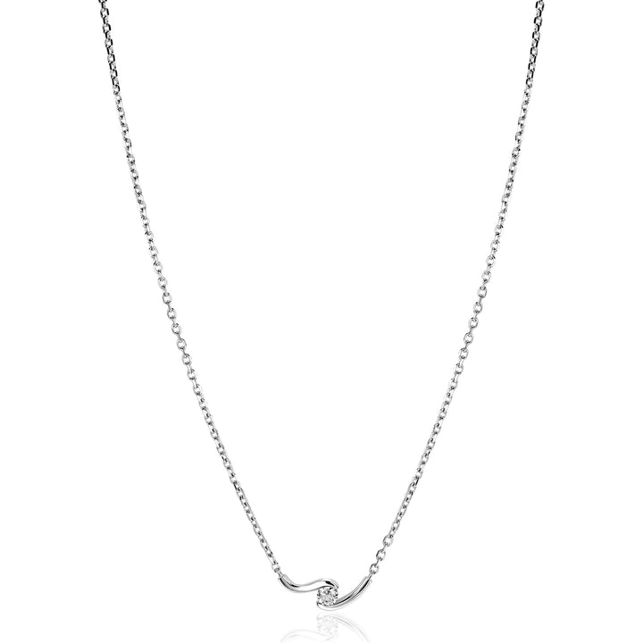 ZINZI Zilveren Ketting met Ronde Witte Zirkonia 42-45 cm ZIC2766