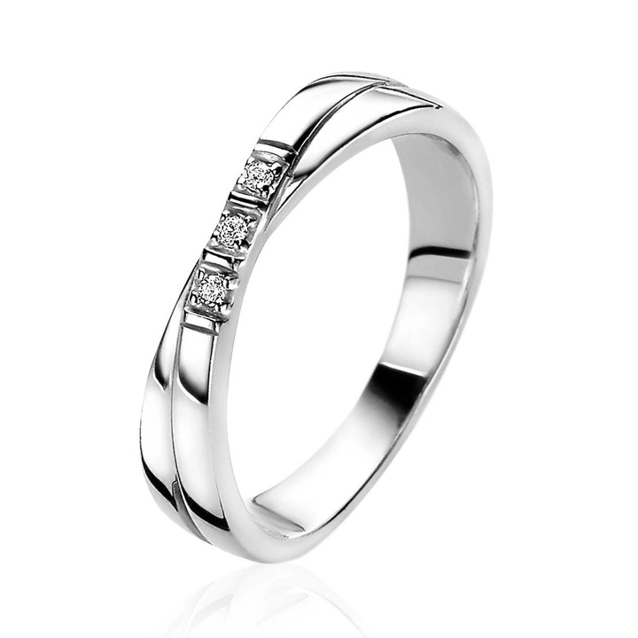 ZINZI Zilveren Ring Cross-Over met Witte Zirkonia ZIR2039