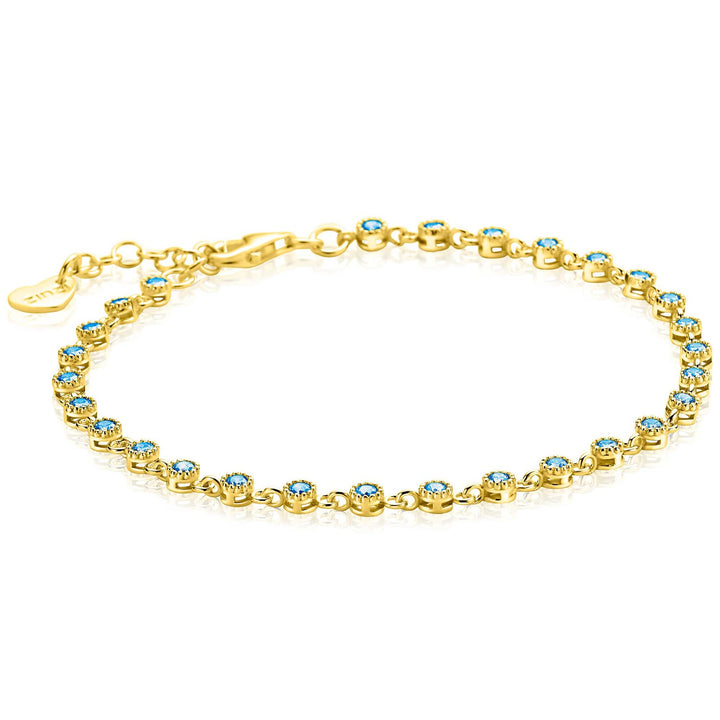 ZINZI ZIA2893BG Gold Plated Zilveren Armband met Blauwe Zirkonia – 17,5 tot 20 cm