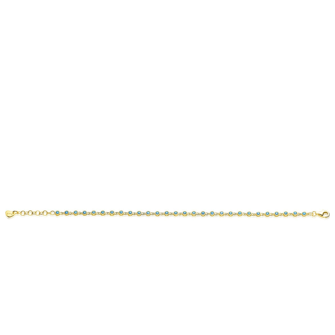 ZINZI ZIA2893BG Gold Plated Zilveren Armband met Blauwe Zirkonia – 17,5 tot 20 cm