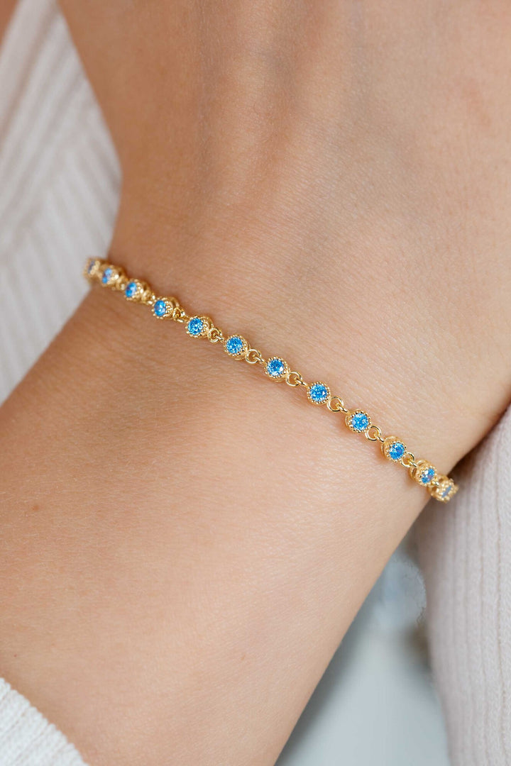 ZINZI ZIA2893BG Gold Plated Zilveren Armband met Blauwe Zirkonia – 17,5 tot 20 cm