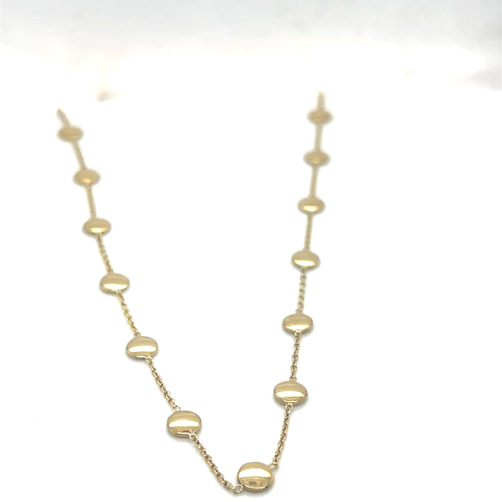 14 kt collier met 22 schoteltjes 5 mm & 45 cm