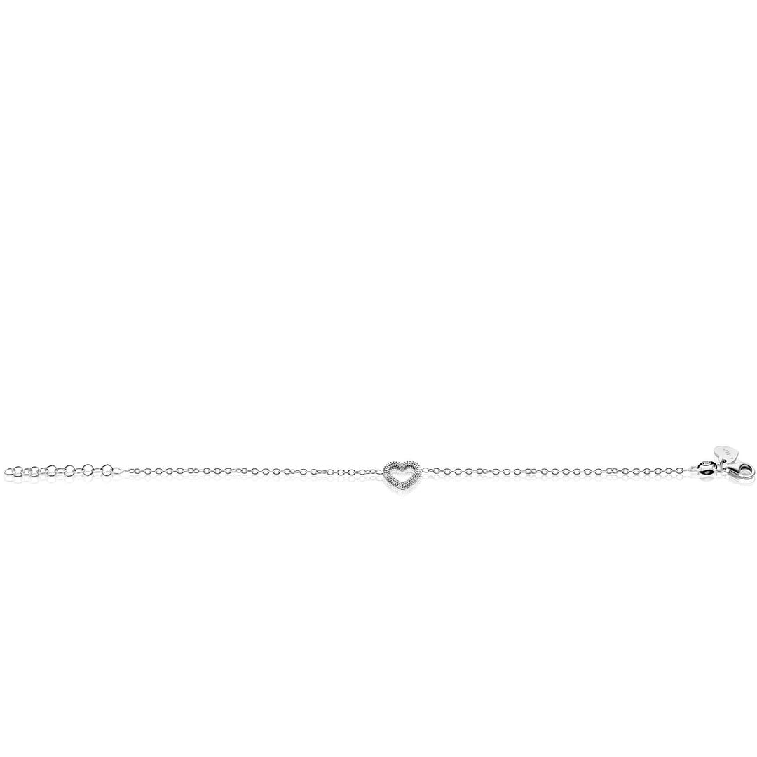 ZINZI zilveren armband met open hartje (9,5mm) voorzien van een bolstructuur 17-20cm ZIA2703
