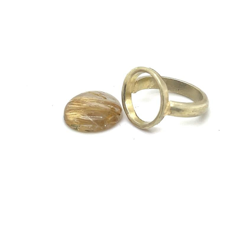 14 kt ring met rutielquarts inxl 0.04 ct diamant Vsi/ Tw