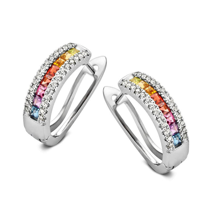 14 kt oorstekers diamant & kleurstenenn OH217196