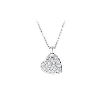 Zilveren Gerhodineerd Collier met Hart Hanger en Zirkonia – 45 cm