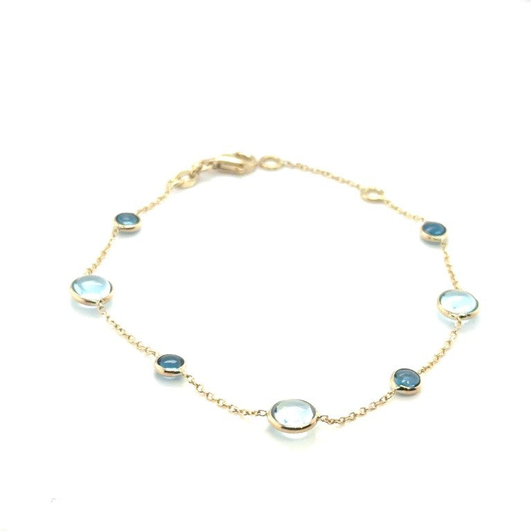 14 karaat geelgouden armband VIJ C605 met Maansteen en Rozekwarts – 17-19 cm