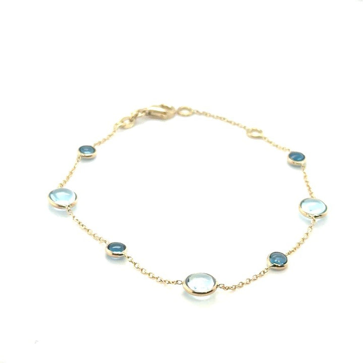 14 karaat geelgouden armband VIJ C605 met Maansteen en Rozekwarts – 17-19 cm