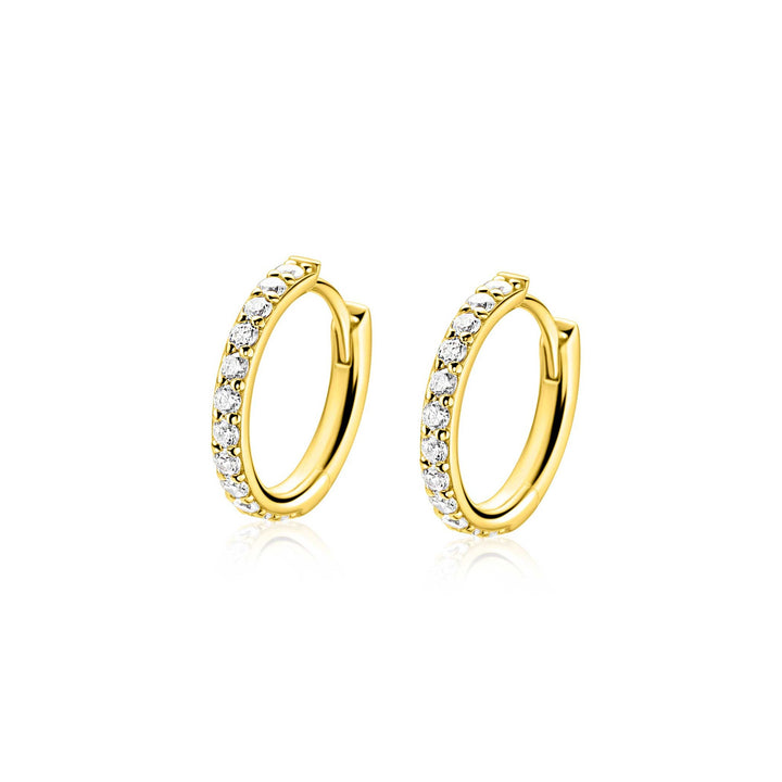 ZINZI Gold Plated Zilveren Oorringen 15 mm met Zirkonia  ZIO2881Y
