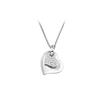 Zilver collier met hartvormige hanger met zirkonia