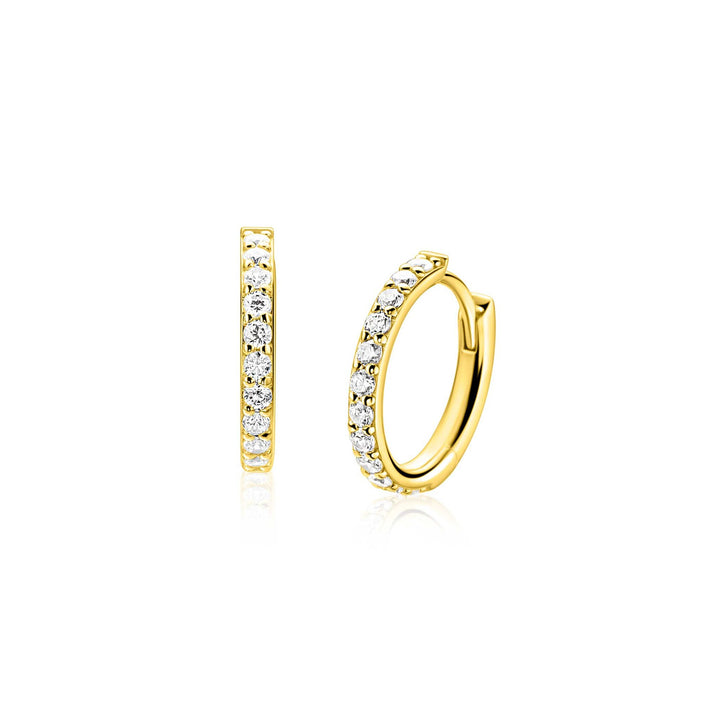 ZINZI Gold Plated Zilveren Oorringen 15 mm met Zirkonia  ZIO2881Y