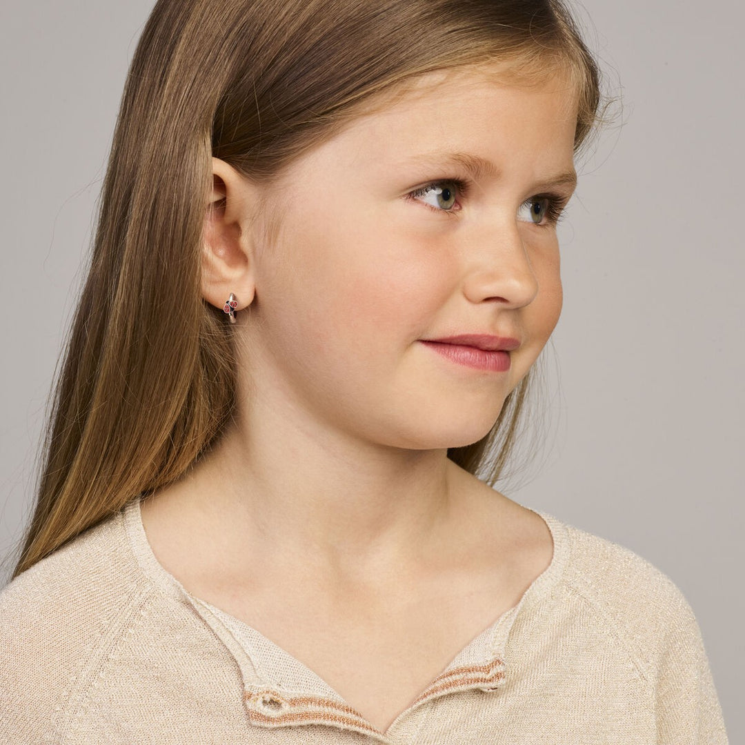 Zilveren Klapoorringen Lieveheersbeestje met Emaille – 13.39080