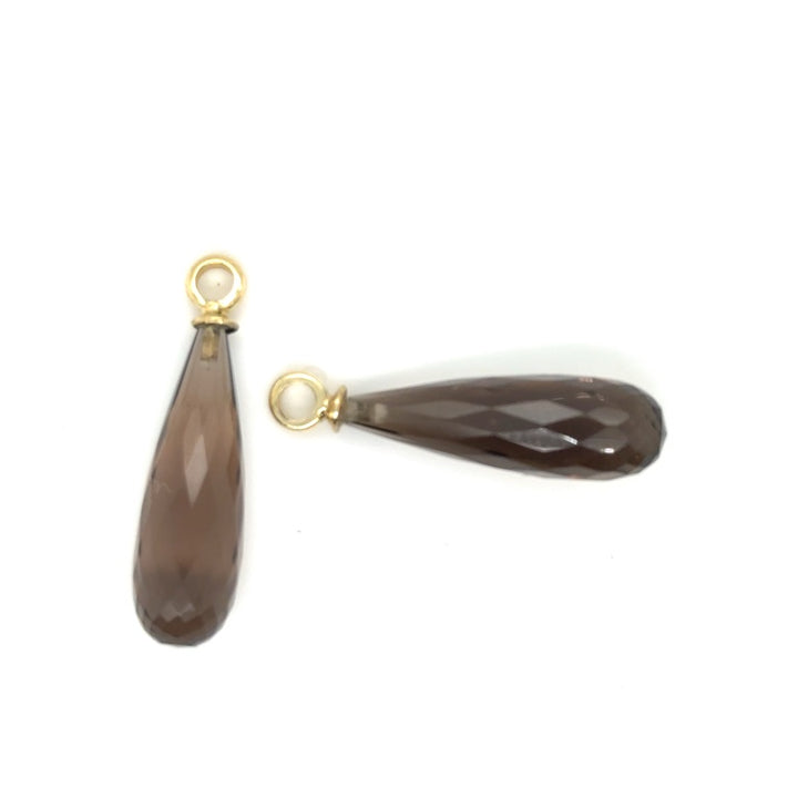 14 kt oorhangers met Rookkwarts pegelvorm JVSO003SMOKEQ