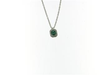 18 karaat witgouden smaragd hanger met diamant 059173/EA