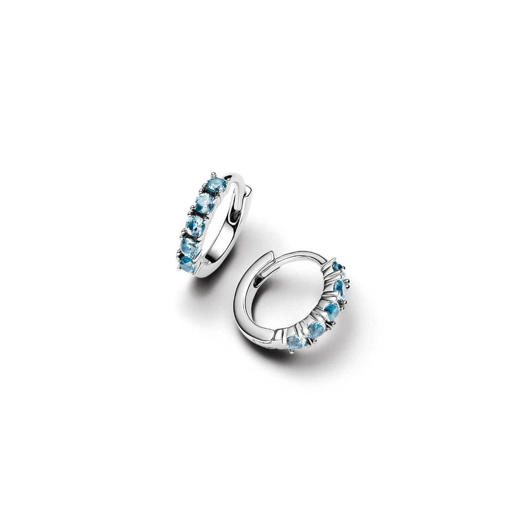Pandora zilver oorringen met blauwe zirkonia 293849C01
