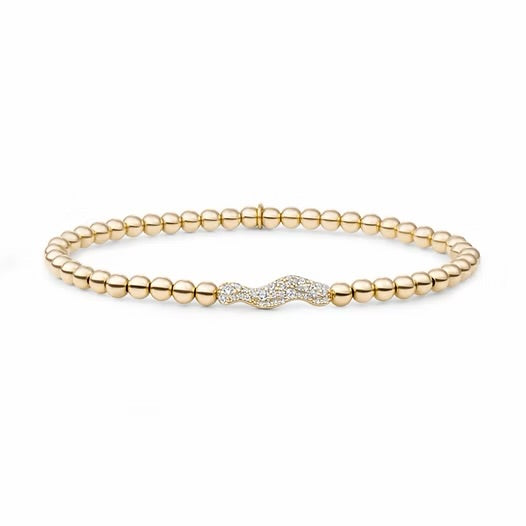 Sparkling Jewels Pave Twirl Armband Zirconia – Gold Plated 925 Zilver – 18 cm SB-G-4MM-TWRL