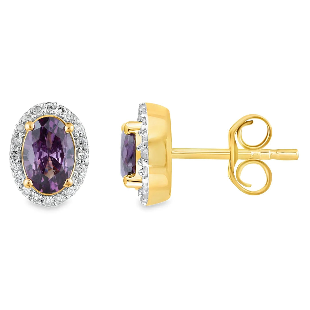 Château d’Or® Geelgouden Oorstekers met Tanzaniet en 0,06 ct Diamant GOE2452